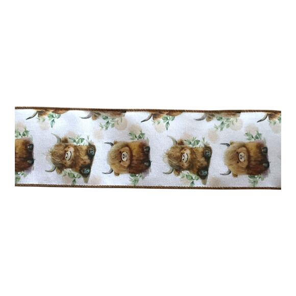 Highland Cow Ribbon 🐮 2.5” Wired Ribbon for Wreaths, Bows, Crafts & Home Decor - Picture 5 of 5